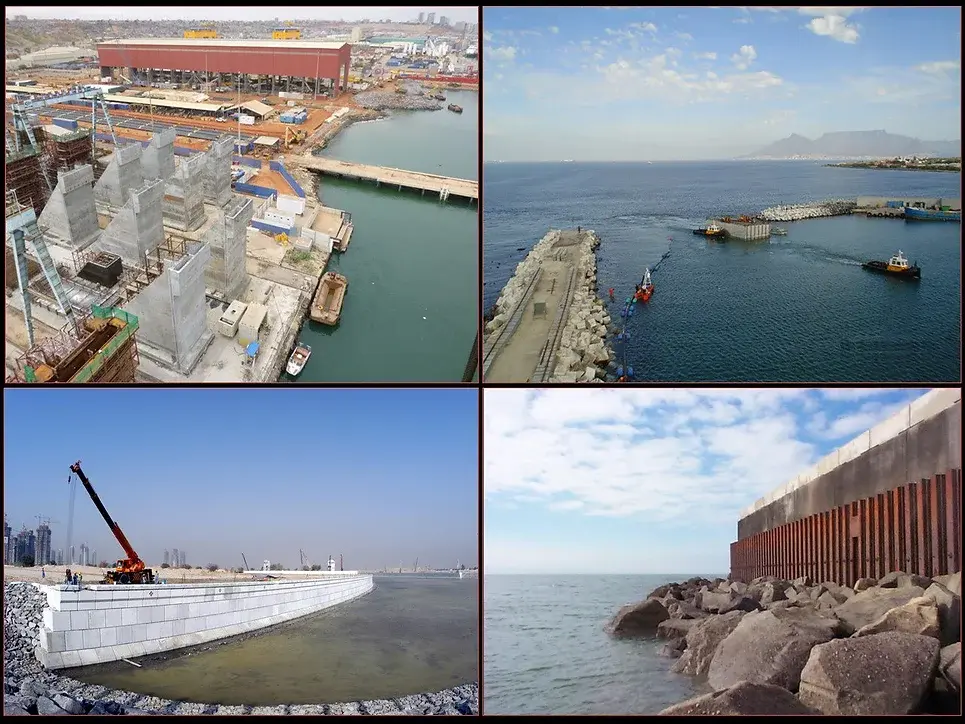 Marine walls for ports
